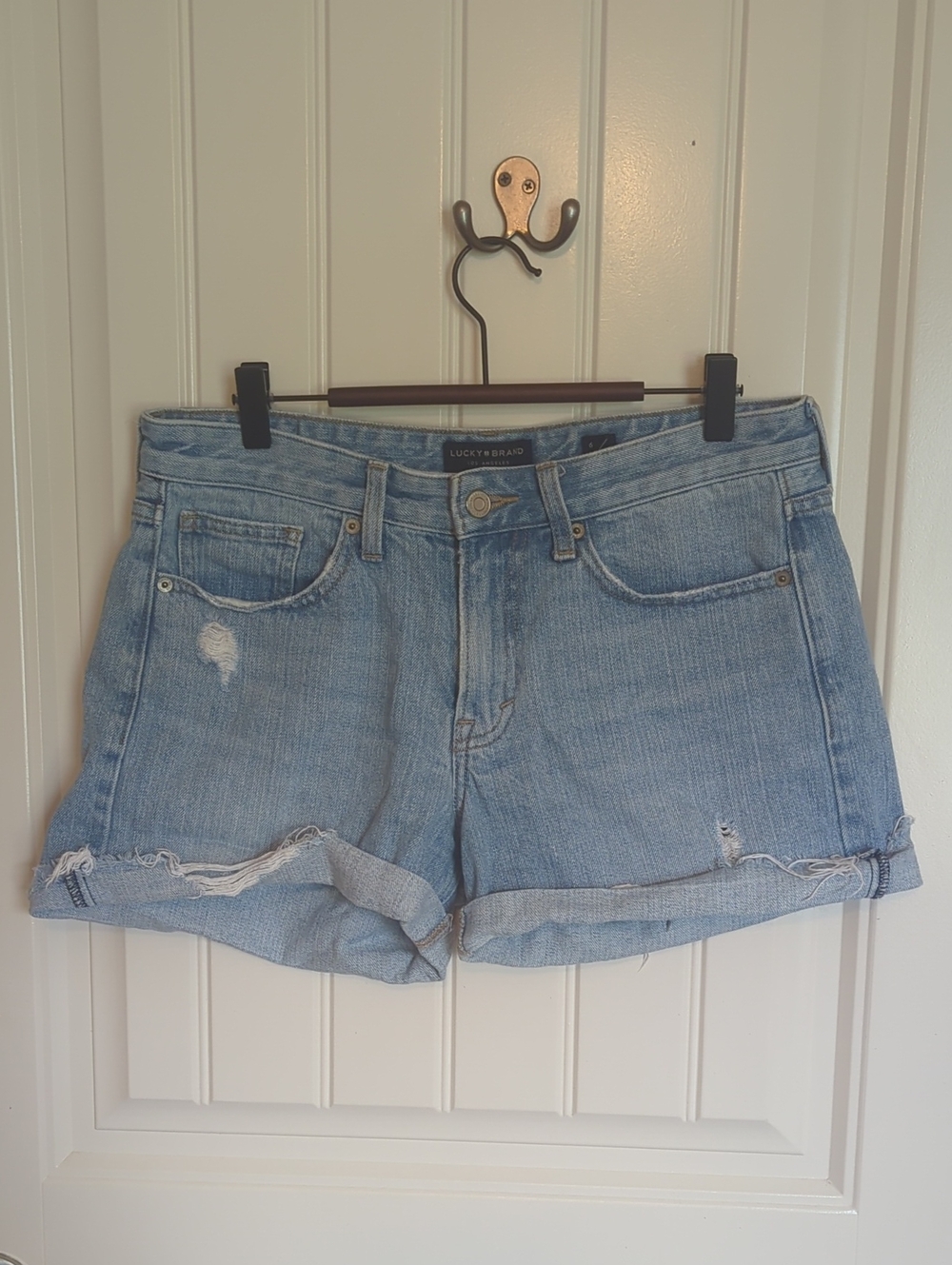 Lucky Brand Light Wash Rolled Hem Boyfriend Denim Shorts